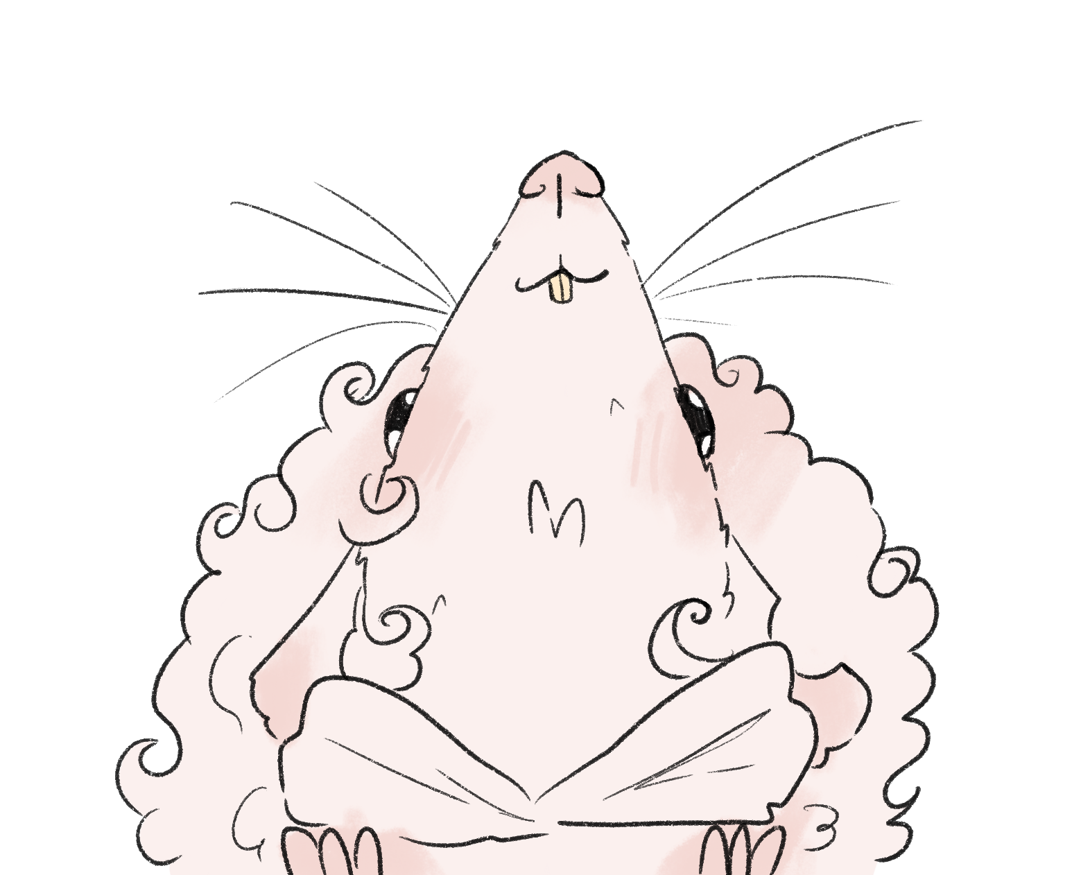 a rat peeking out from the bottom of the screen. she is very cute and smilings